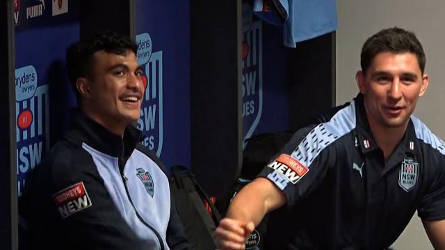 Blues rookie Victor Radley's X-rated act caught on camera after Origin win