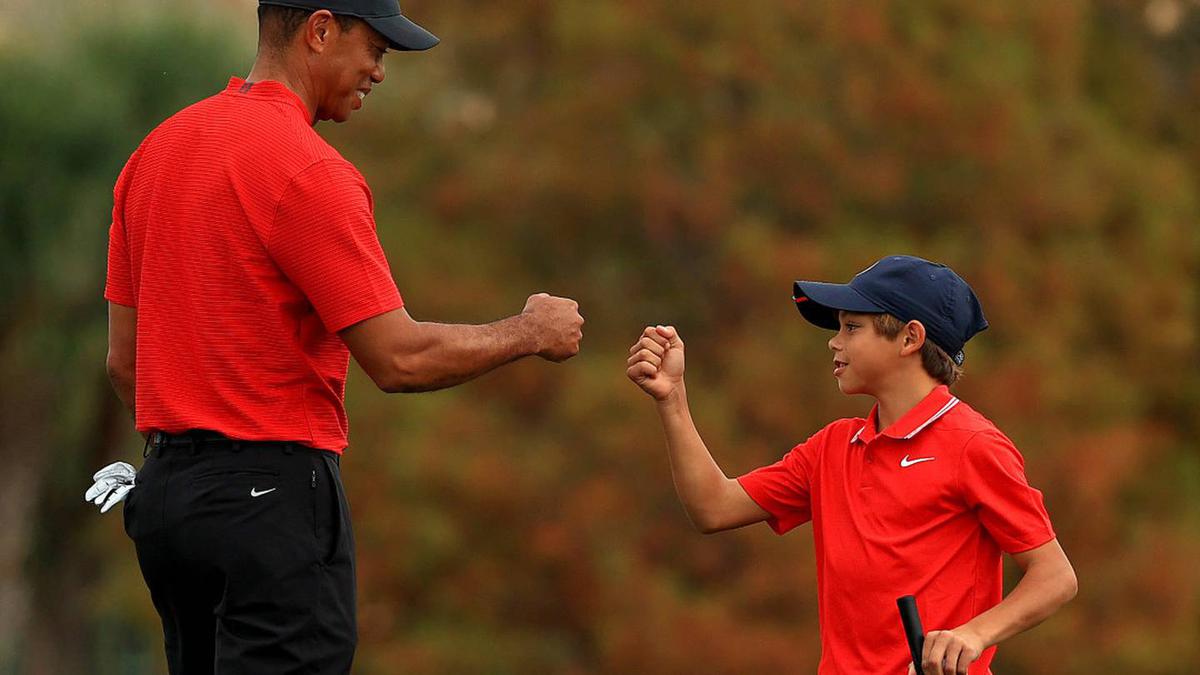 Charlie Woods posts career-best round with father Tiger as caddie