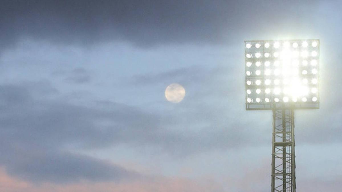 A dark Ranfurly Shield day ends with McLean Park floodlight left on