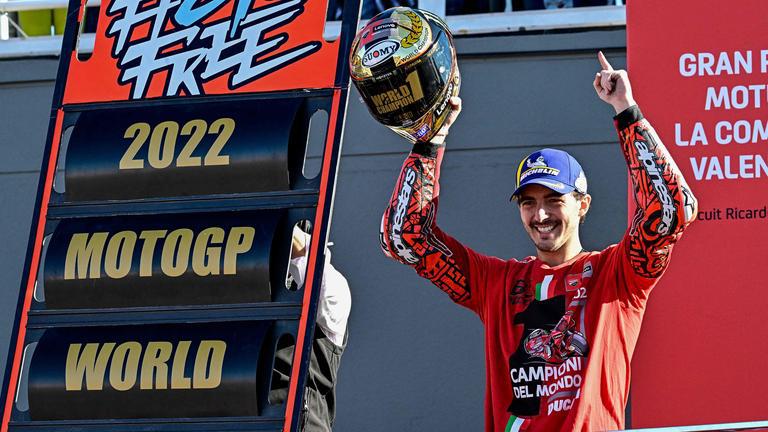 MotoGP star Bagnaia in historic title comeback as crash denies Aussie Miller fairytale farewell