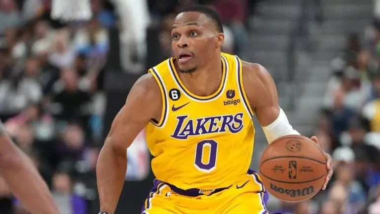 Russell Westbrook's Lakers bench debut ends quickly as he leaves game after five minutes with hamstring injury