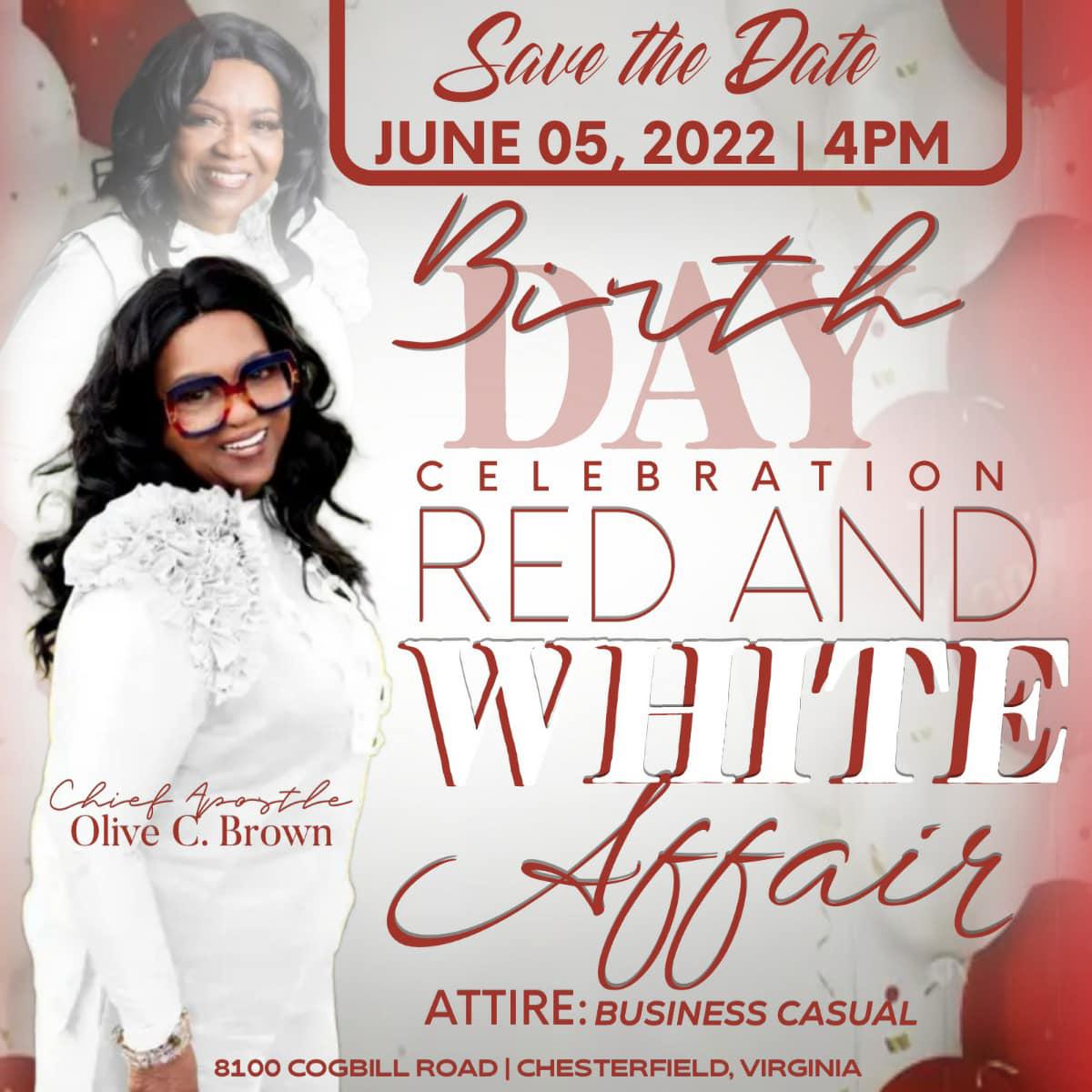 Red and White Affair for Chief Apostle Olive C. Brown