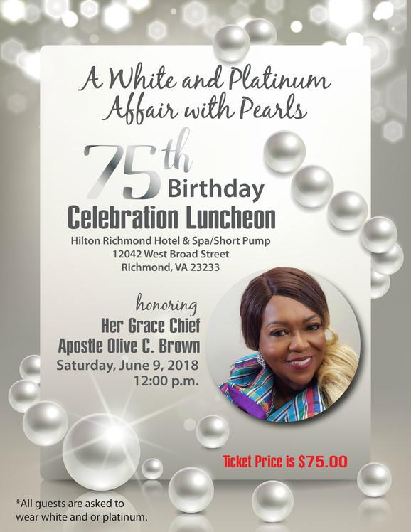Celebrate Chief Apostle Olive Brown's Birthday!