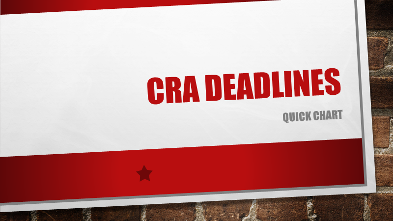 CRA Deadlines - 2019