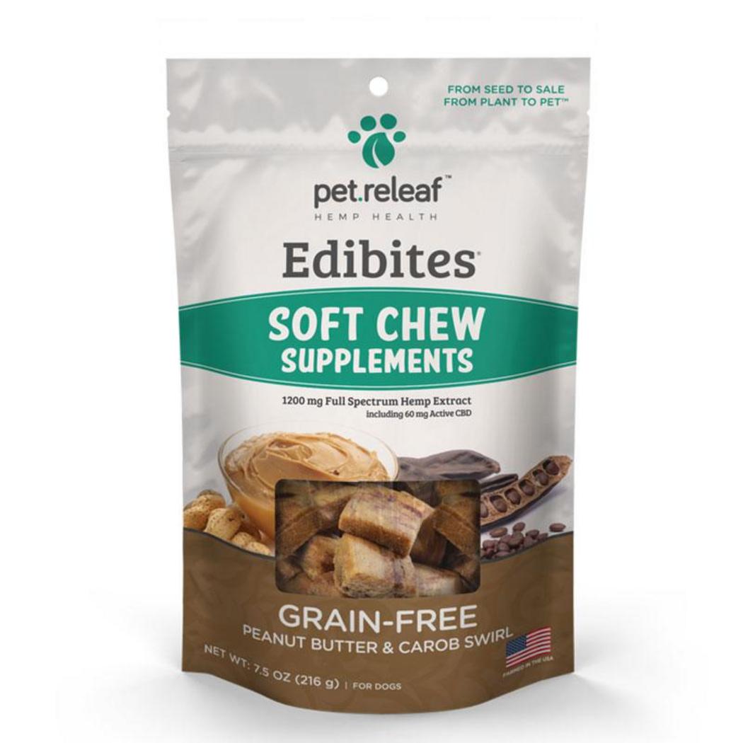Pet Releaf CBD Hemp Oil Soft Chew Edibites - PB & Carob