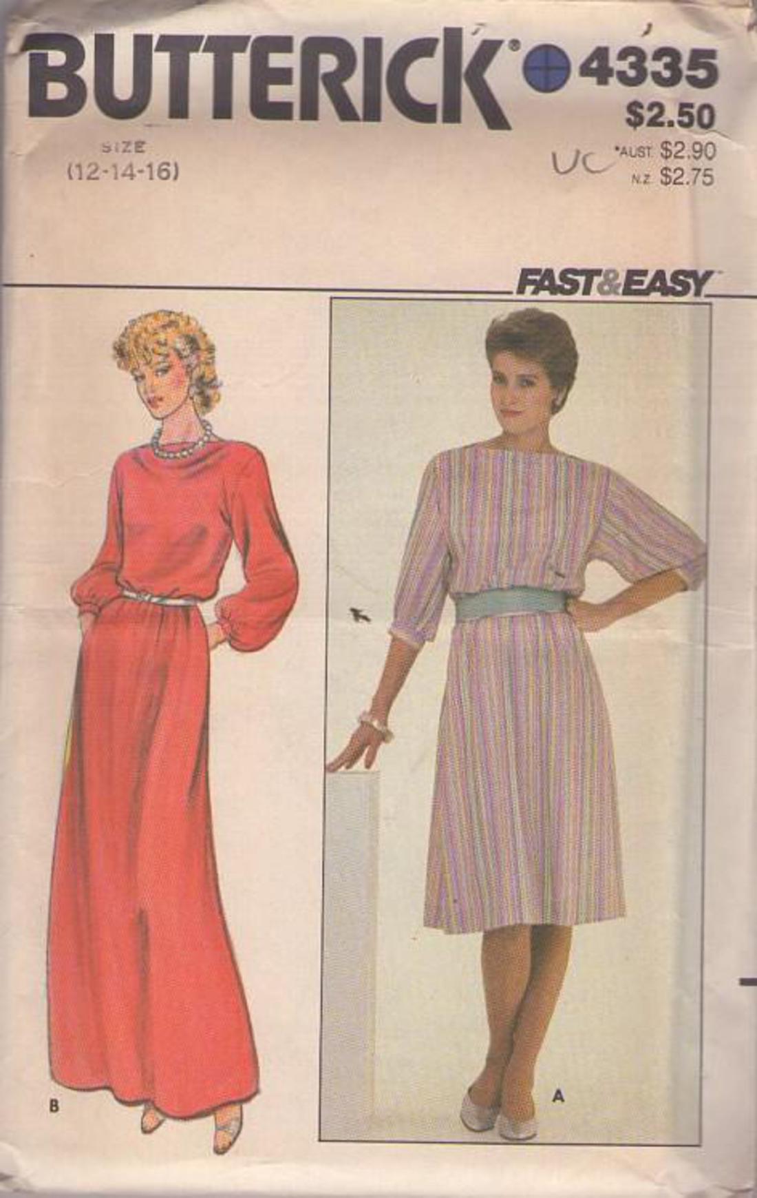 MOMSPatterns Vintage Sewing Patterns - Butterick 4335 Vintage 80's ...