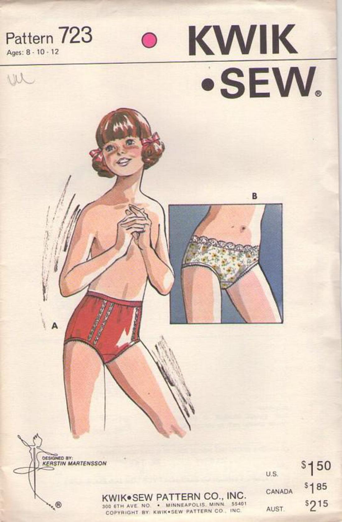 MOMSPatterns Vintage Sewing Patterns - Kwik Sew 723 Vintage 70's Sewing  Pattern Girls' High Waist Lace Inset Vanity Fair Style Brief or Bikini  Panties, Underwear, 2 Styles Size 8-12