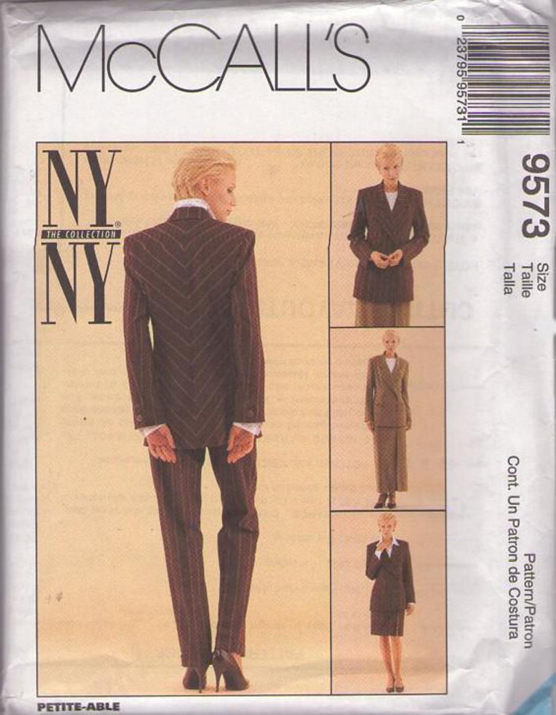 Size 6-8-10 lined jacket 90/'s Vogue Woman 3 piece suit Uncut skirt and pants Sewing Pattern 8887