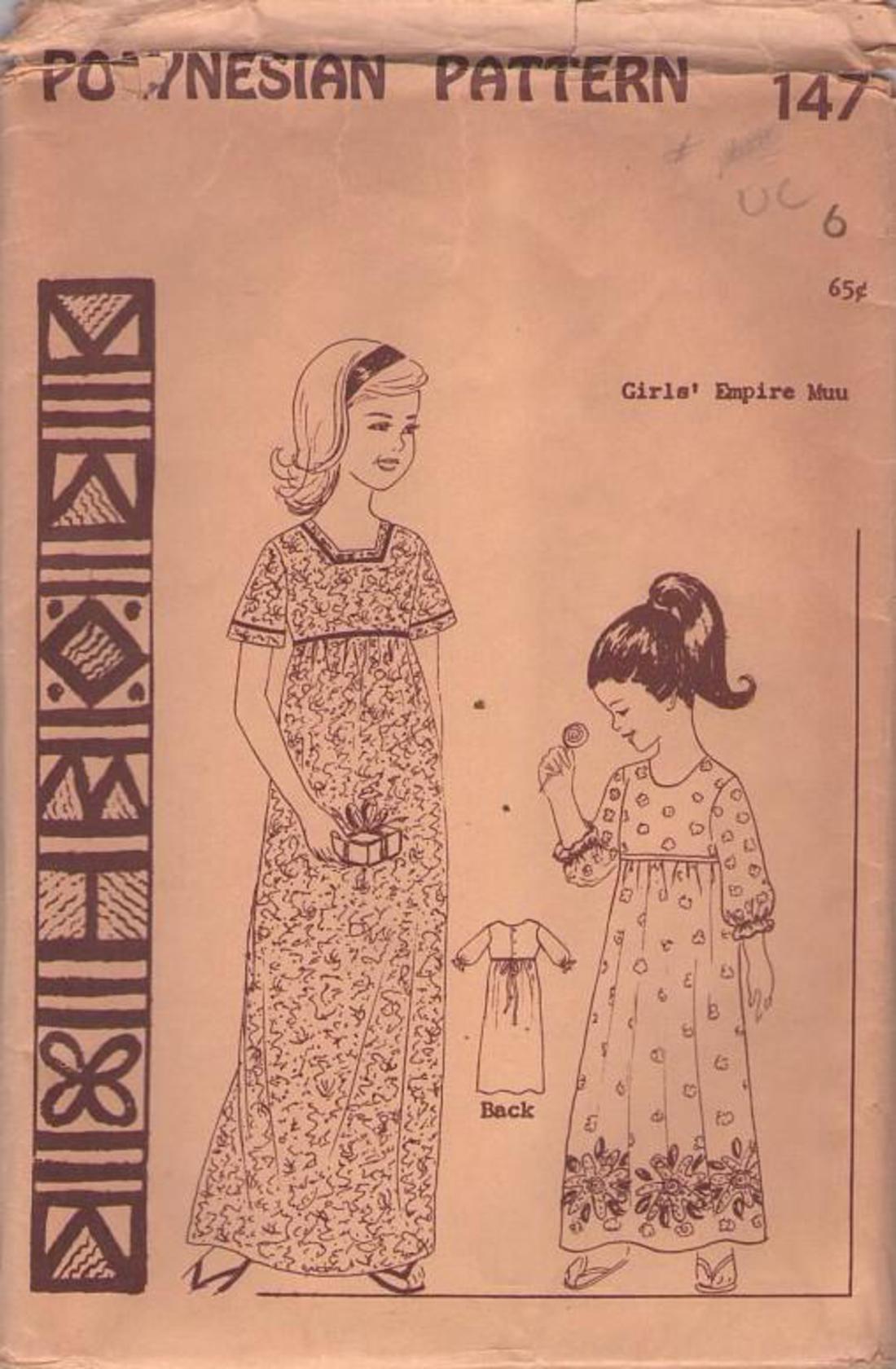 *LOVELY VTG 1960s MUU MUU Sewing Pattern Small 