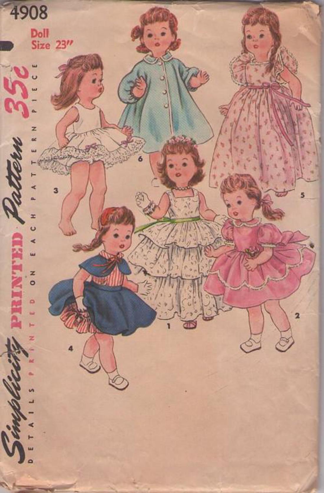 Doll Clothing PATTERN 4908 for 23 in Bonny Braids n Saucy Walker by Ideal 
