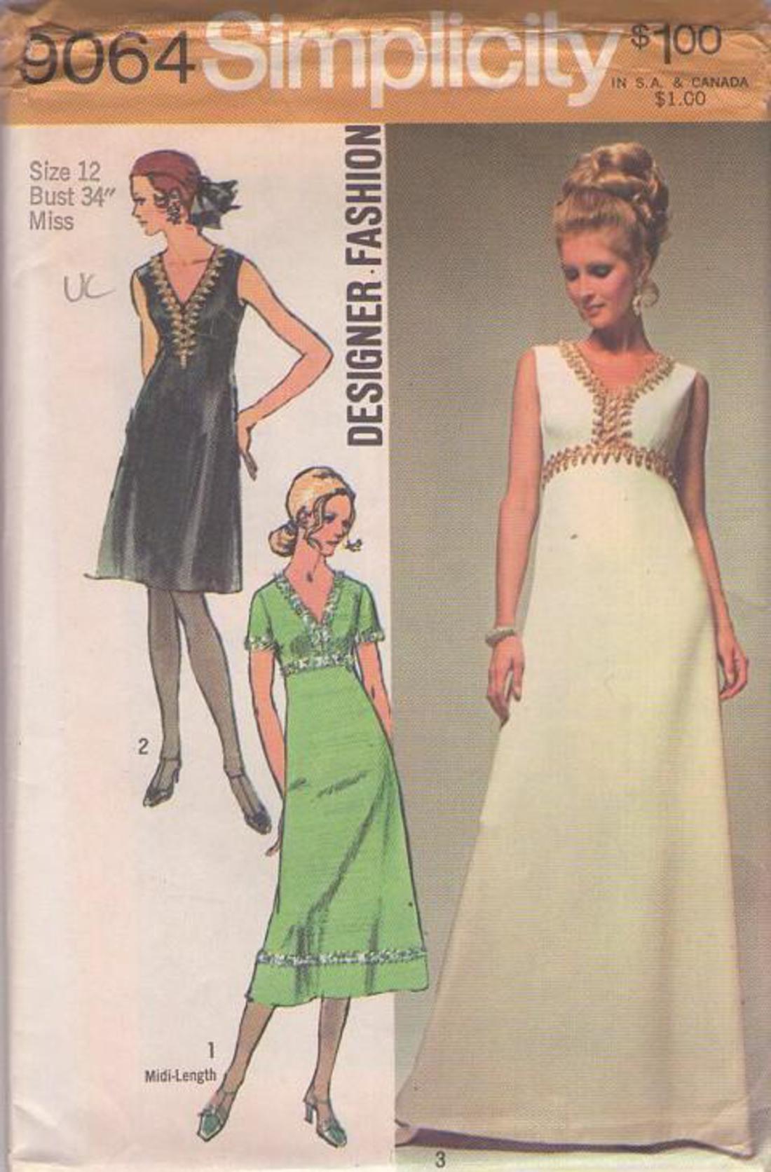 1940s BEAUTIFUL Party Dress Pattern VOGUE 6442 Cocktail or Evening Length,  Includes Dickey, Bust 32 Vintage Sewing Pattern