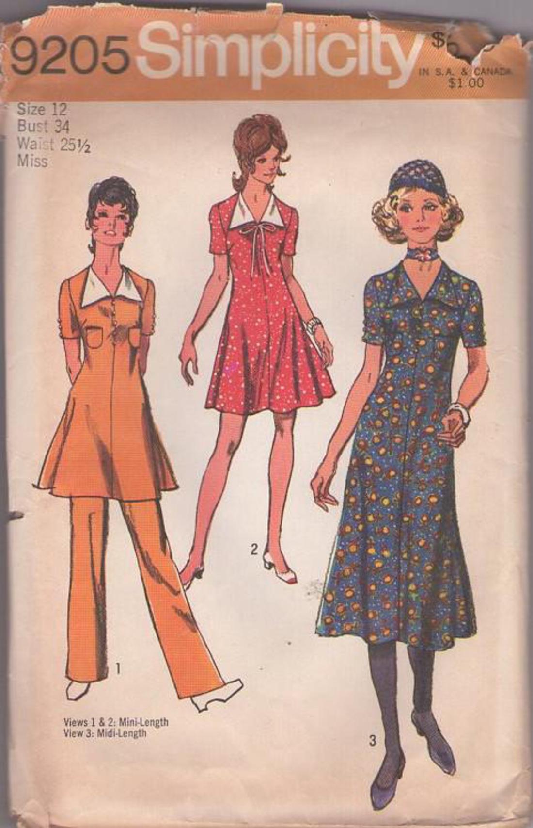 MOMSPatterns Vintage Sewing Patterns - McCall's 3322 Vintage 70's Sewing  Pattern T Seams Easy Knits Tunic Top, Secretary Dress, Pants, Pantsuit Size  12
