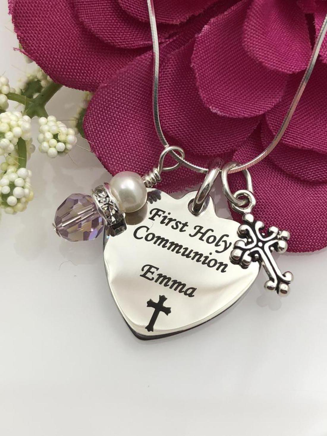 Engraved Christening/First Holy Communion/ Baptism Engraved Heart Bracelet Gift 
