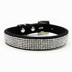 Black dog collar with diamonds clearance