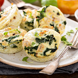 Vegetarian meal - crustless spinach quiche