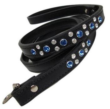 cluster of swarovski stones on leather dog lead