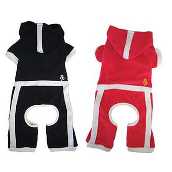 red or black terrycloth dog jumper