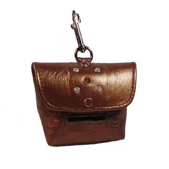 leather dog Poop Bag Holder-Cluster Swarovski crystals