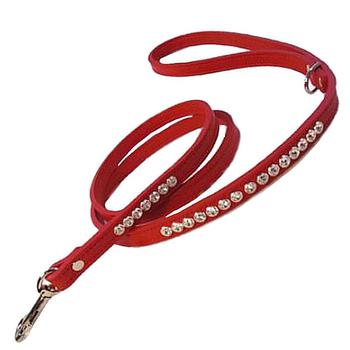 One Row crystal Bling on leather dog Lead
