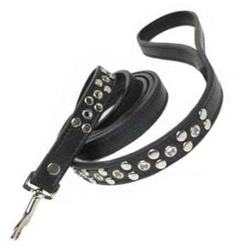 ATC Genuine Leather Leash with Nickel Eyelet and Stud Cluster