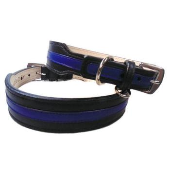 thin blue line leather dog collar