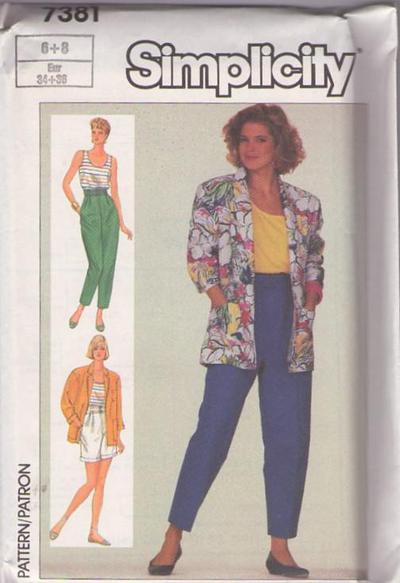 MOMSPatterns Vintage Sewing Patterns - Simplicity 7381 Vintage 80's Sewing Pattern TOTALLY COOL ...
