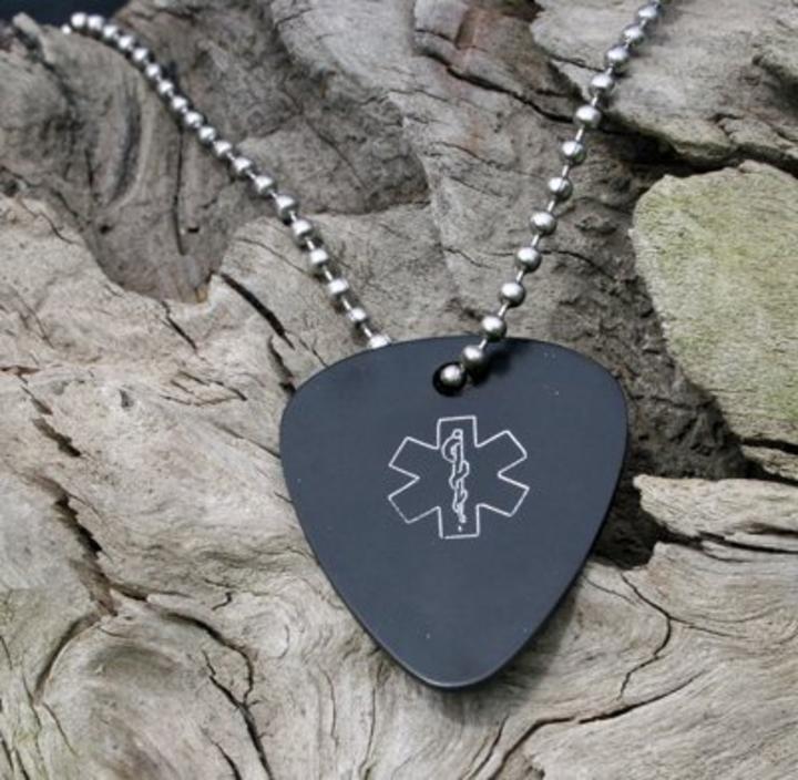861 Guitar Pick Medical Id Alert Necklace Medical Id Store