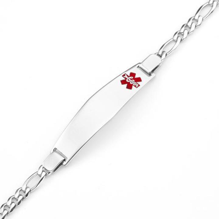 Sterling Silver Medical ID Figaro Link Bracelet