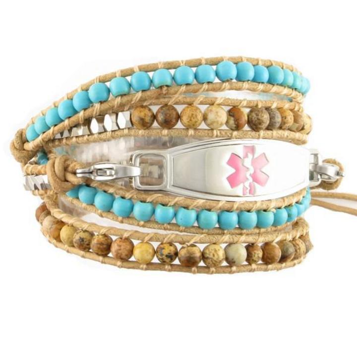 2265 Desert Sand Beaded Wrap Medical Alert Bracelet Id 2265 Desert Sand Beaded Wrap Medical