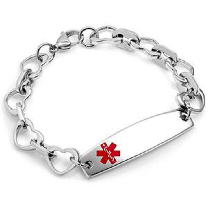 #TR2019S Stainless Steel Heart Links Medical ID alert Bracelet ...